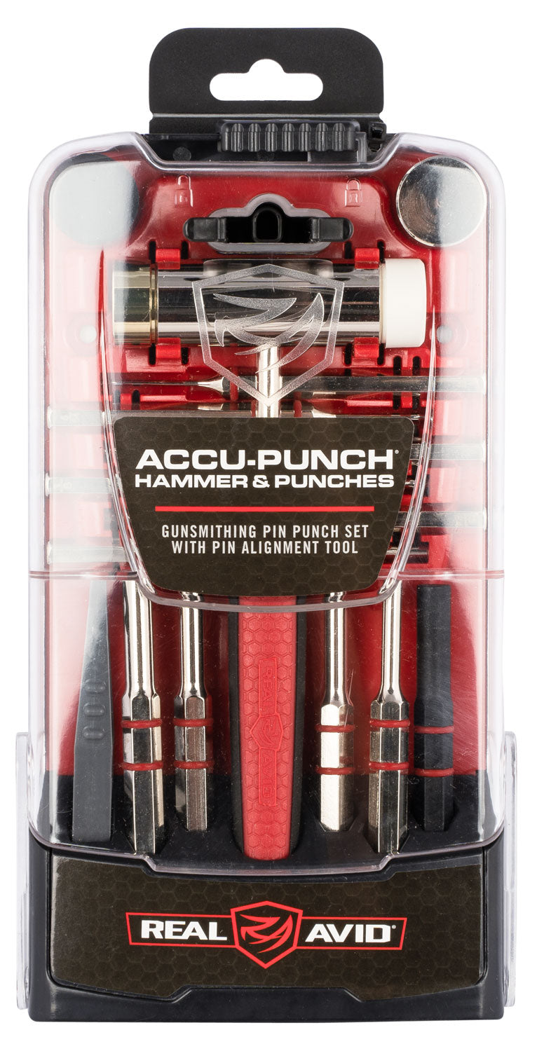 Real Avid AVHPS Accu-Punch Steel Hammer and Pin Punch Set Red Handle