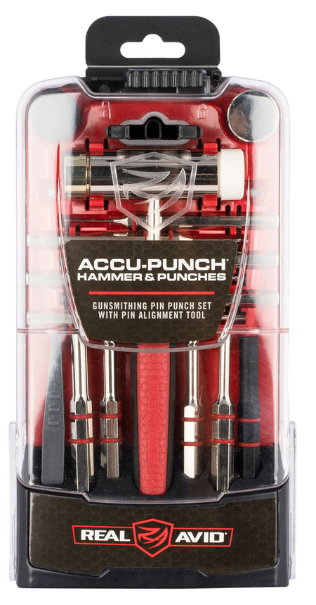 Real Avid AVHPS Accu-Punch Steel Hammer and Pin Punch Set Red Handle