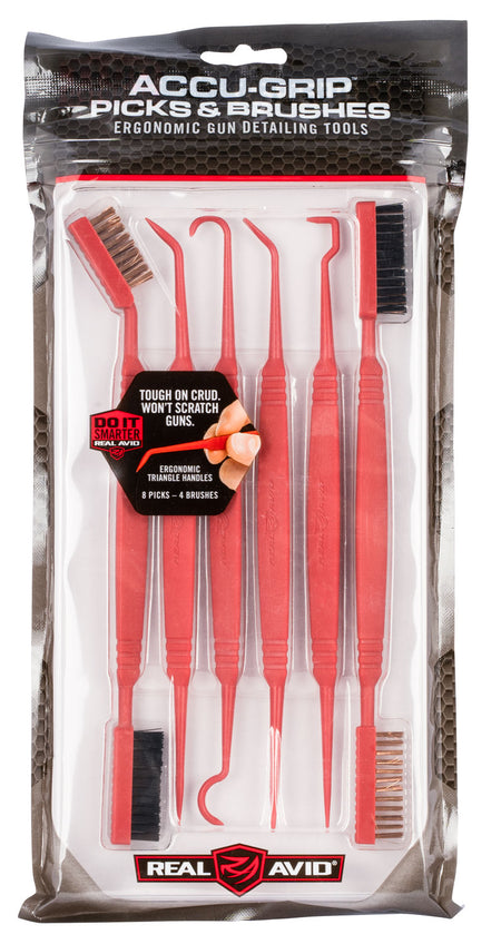 Real Avid AVPBS Accu-Grip Gun Cleaning Picks & Brushes Rifle/Shotgun Plastic 6 Pc Set