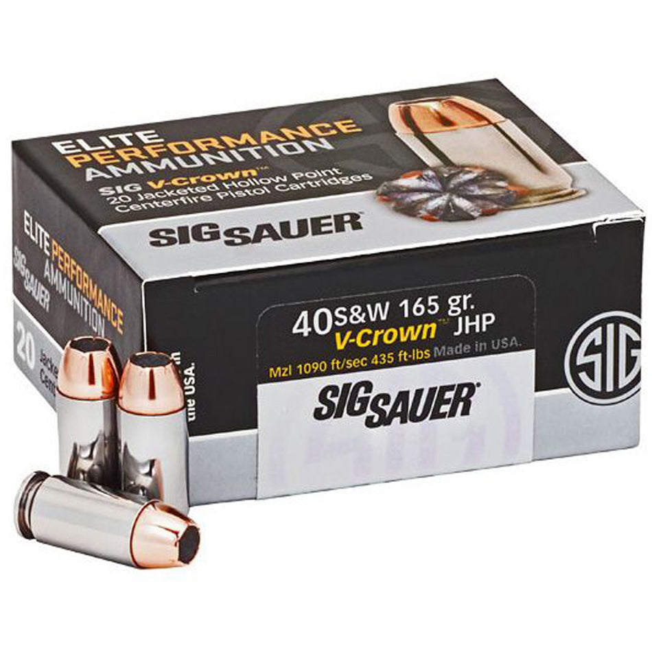 Sig Sauer Elite Performance V Crown Jacketed Hollow Point 165 Grain .40 S&W 1090 fps 798681537693