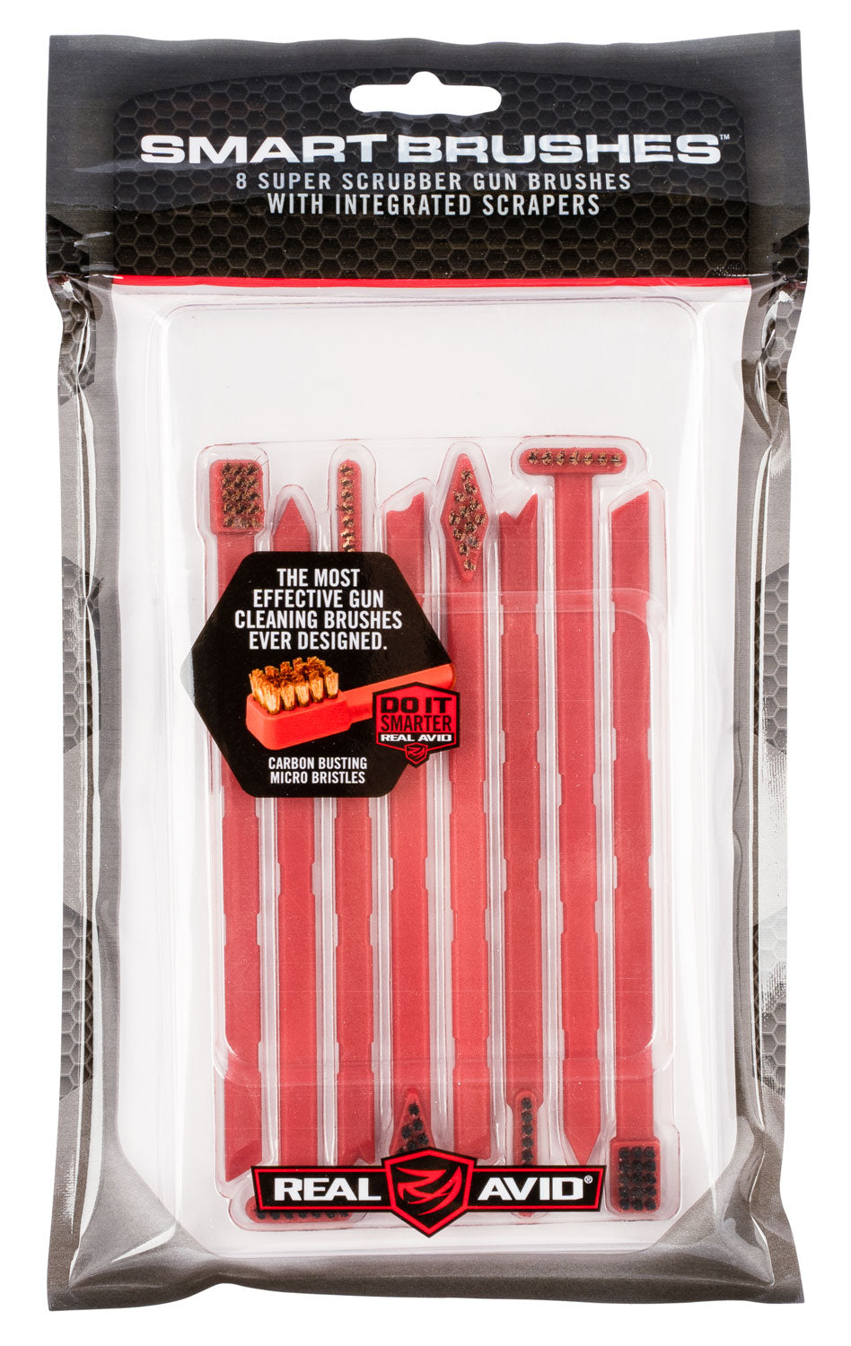 Real Avid AVSB01 Smart Brush 8-Piece Set Multi-Caliber Firearm Cleaning 5.50" Long