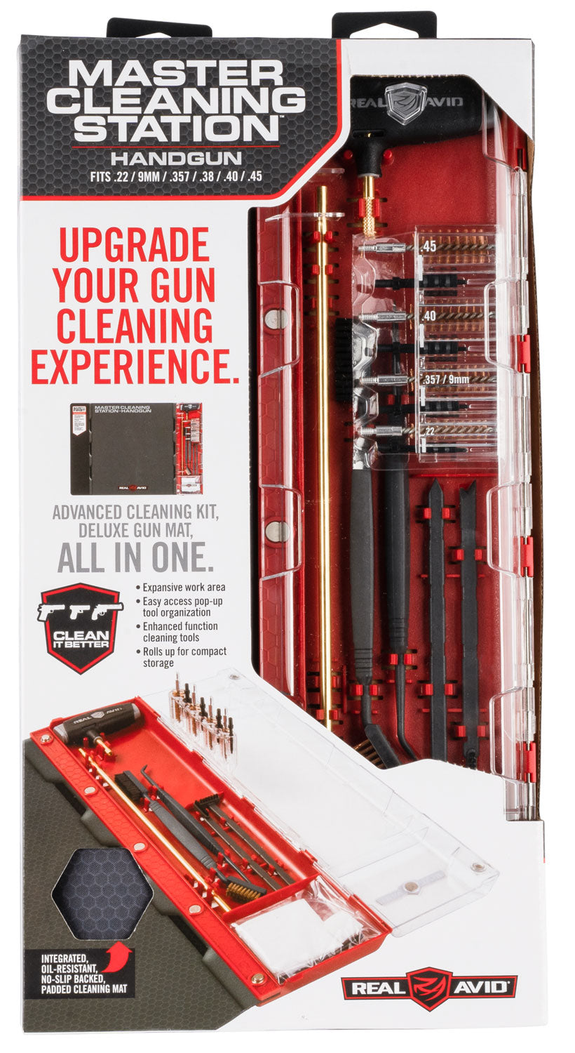 Real Avid Handgun Master Cleaning Station Kit .22/.357/.38/.40/.45 Cal Bronze and Nylon