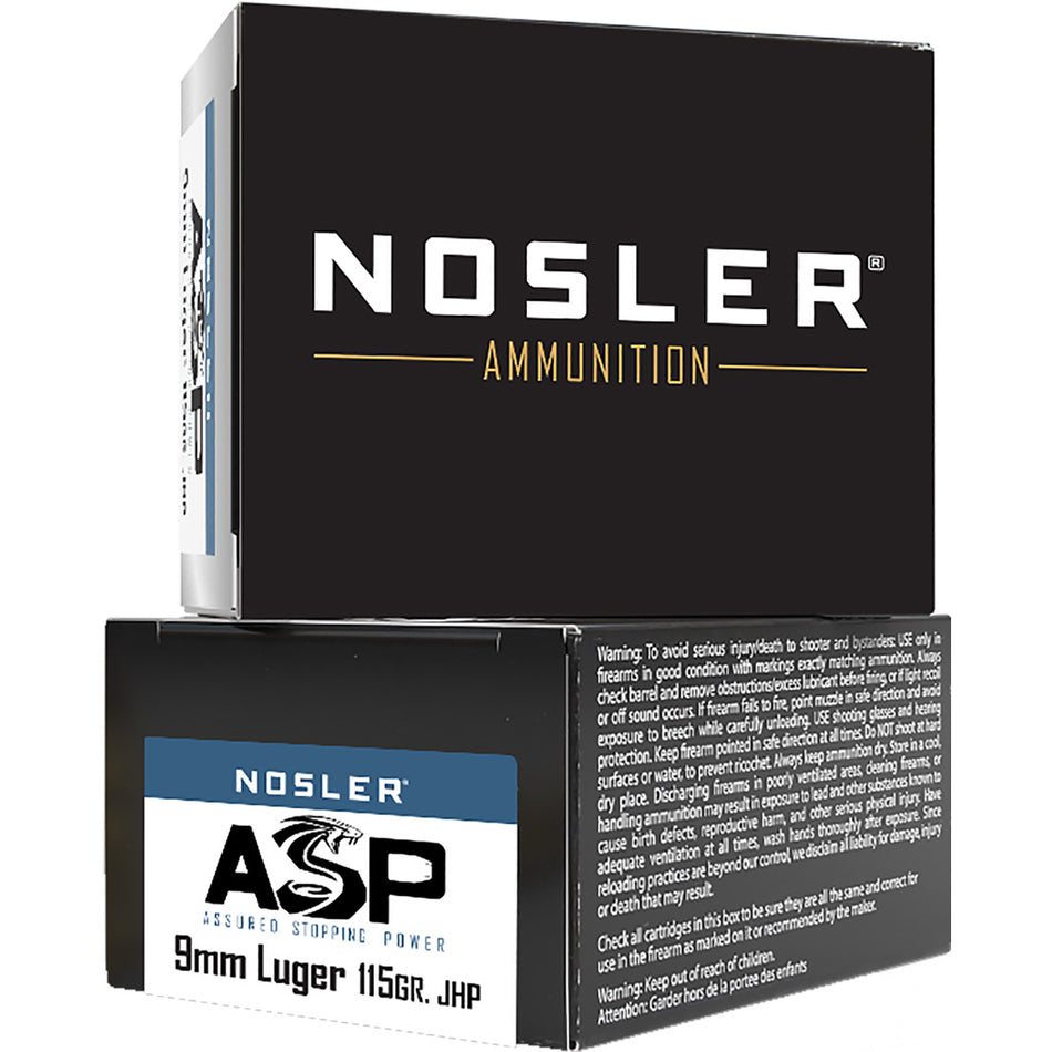 Nosler Assured Stopping Power Jacketed Hollow Point 115 Grain 9mm Luger/Parabellum 1170 fps 054041512855