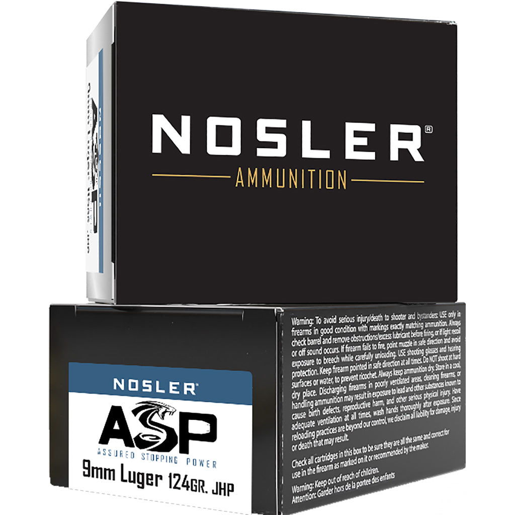 Nosler Assured Stopping Power Jacketed Hollow Point 124 Grain 9mm Luger/Parabellum 1150 fps 054041512862