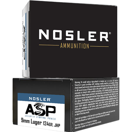 Nosler Assured Stopping Power Jacketed Hollow Point 124 Grain 9mm Luger/Parabellum 1150 fps 054041512862