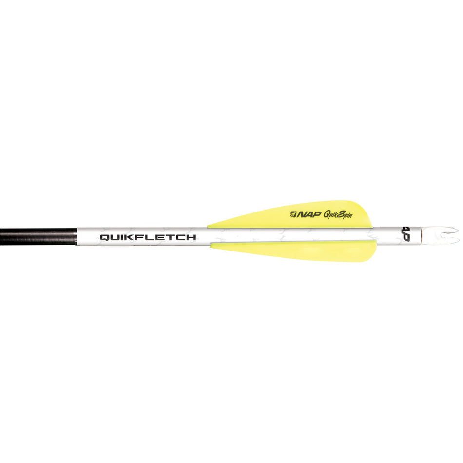 NAP Quikfletch QuickSpin 4 in. Arrow Fletch Rap White and Yellow