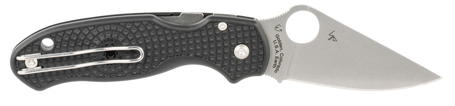 Spyderco Para 3 Lightweight 2.92" Plain Clip Point CTS BD1N Blade Black FRN Handle Folding Knife