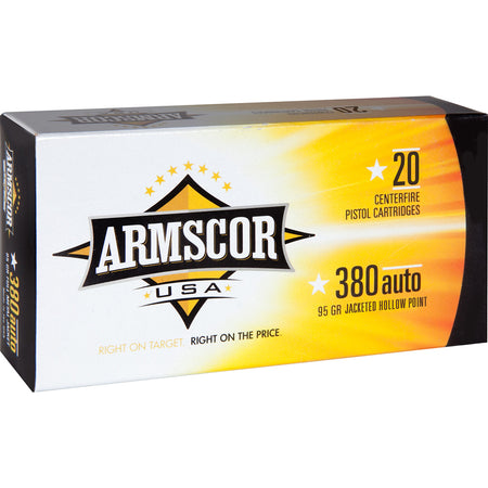 Armscor .380 ACP/Auto USA Competition 95 grain Jacketed Hollow Point ammunition