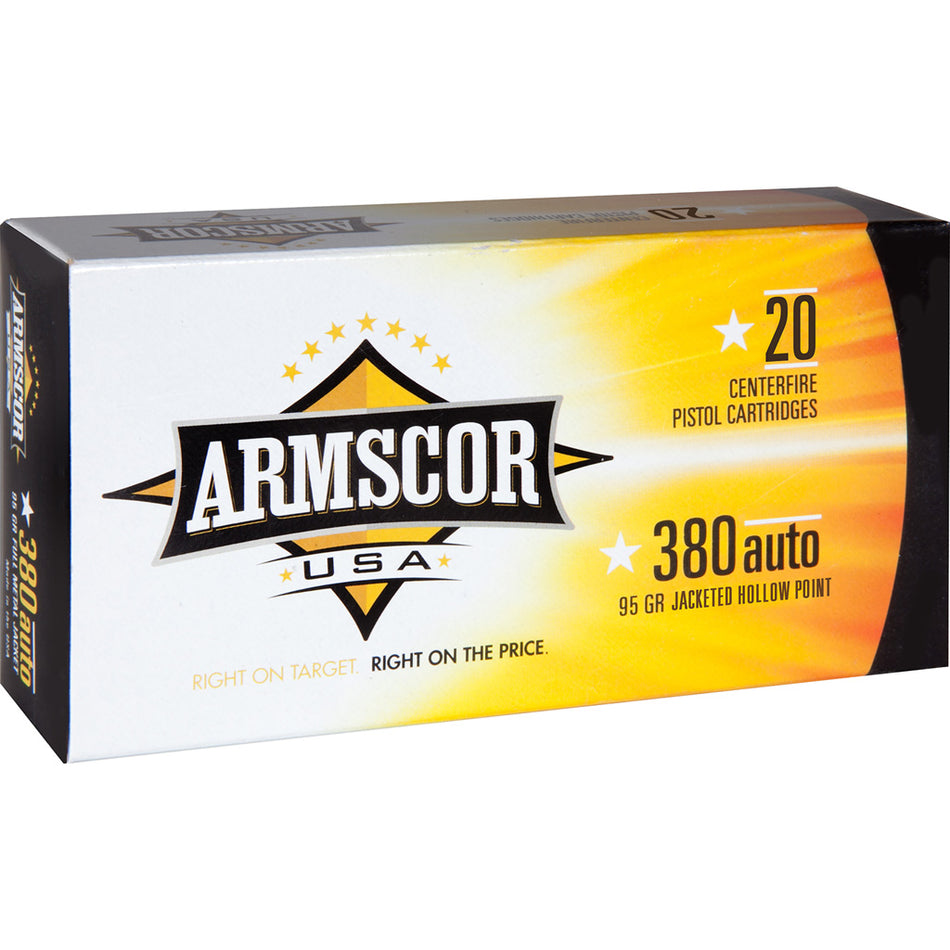 Armscor .380 ACP/Auto USA Competition 95 grain Jacketed Hollow Point ammunition