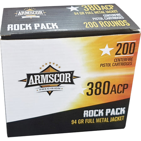 Armscor .380 ACP/Auto Rock Pack 95 grain Full Metal Jacket ammunition