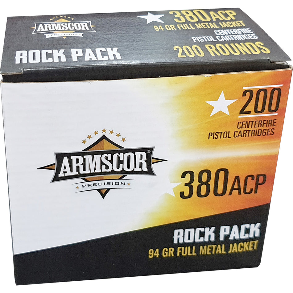 Armscor .380 ACP/Auto Rock Pack 95 grain Full Metal Jacket ammunition