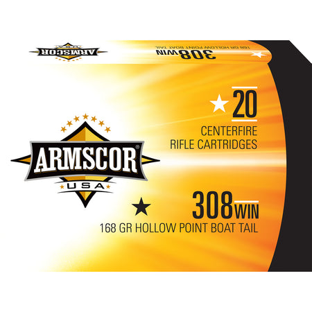 Armscor .308 Win / 7.62x51mm USA Competition 168 grain Hollow Point Boat Tail ammunition
