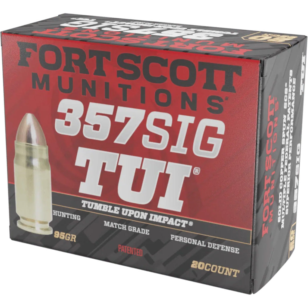 Fort Scott Munitions Tumble Upon Impact (TUI) Solid Copper Spun 95 Grain .357 Sig 1614 fps 758381721525