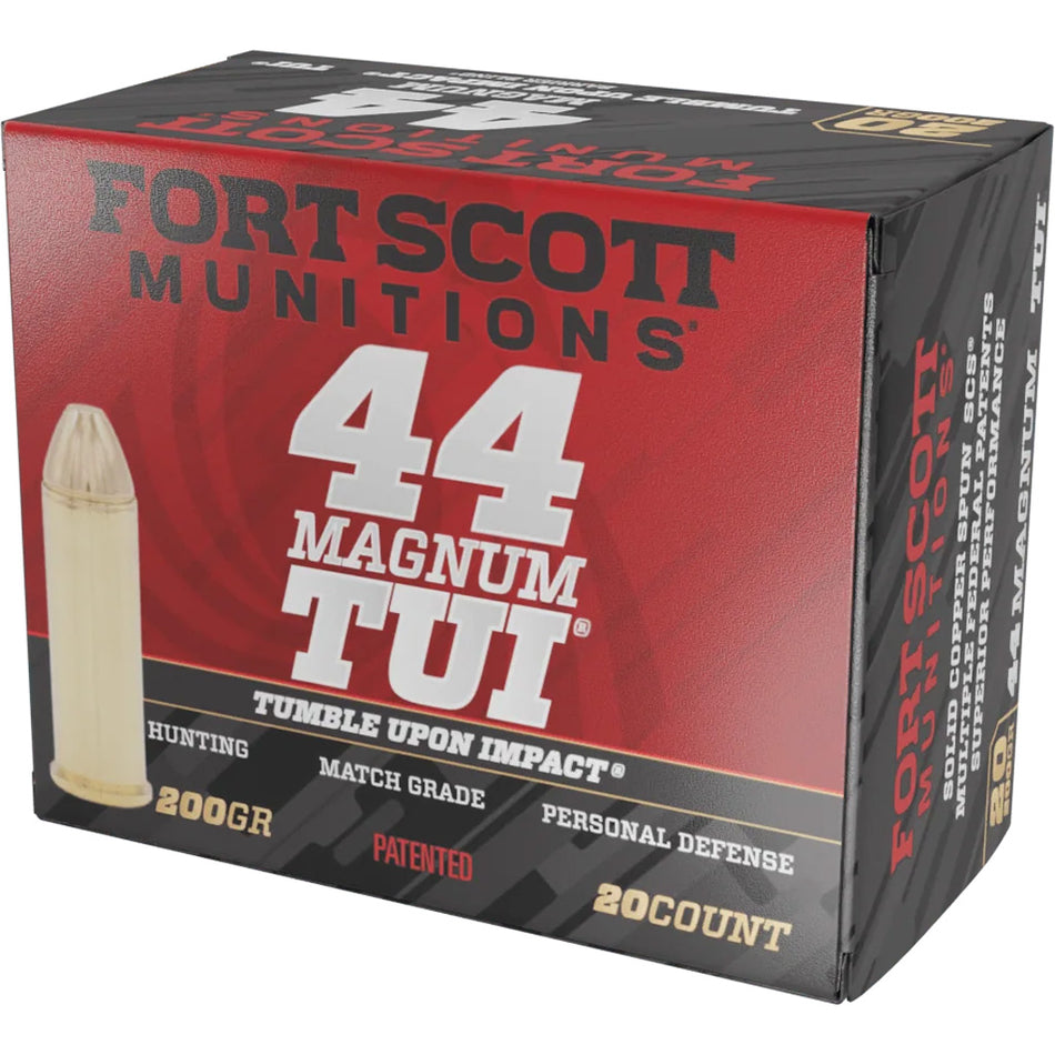 Fort Scott Munitions Tumble Upon Impact (TUI) Solid Copper Spun 200 Grain .44 Magnum 1697 fps 758381721693