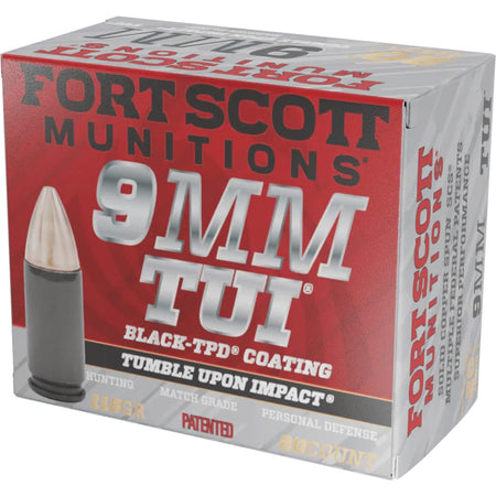 Fort Scott Munitions Tumble Upon Impact (TUI) Solid Copper Spun 115 Grain 9mm Luger/Parabellum 1140 fps 758381721839