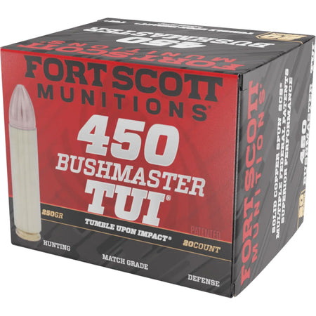 Fort Scott Munitions Tumble Upon Impact (TUI) Solid Copper Spun 250 Grain .450 Bushmaster 2261 fps 758381721624
