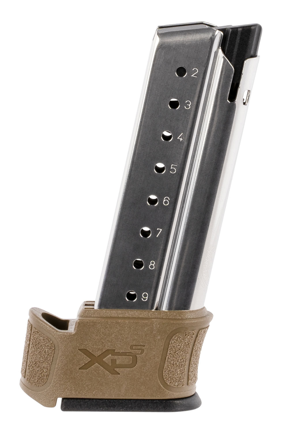 Springfield Armory XD-S Mod2 9rd 9mm Luger Stainless Steel Magazine with FDE Sleeve XDSG09061FDE