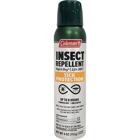 Coleman High and Dry 4oz 25% DEET Aerosol with Tick Guard
