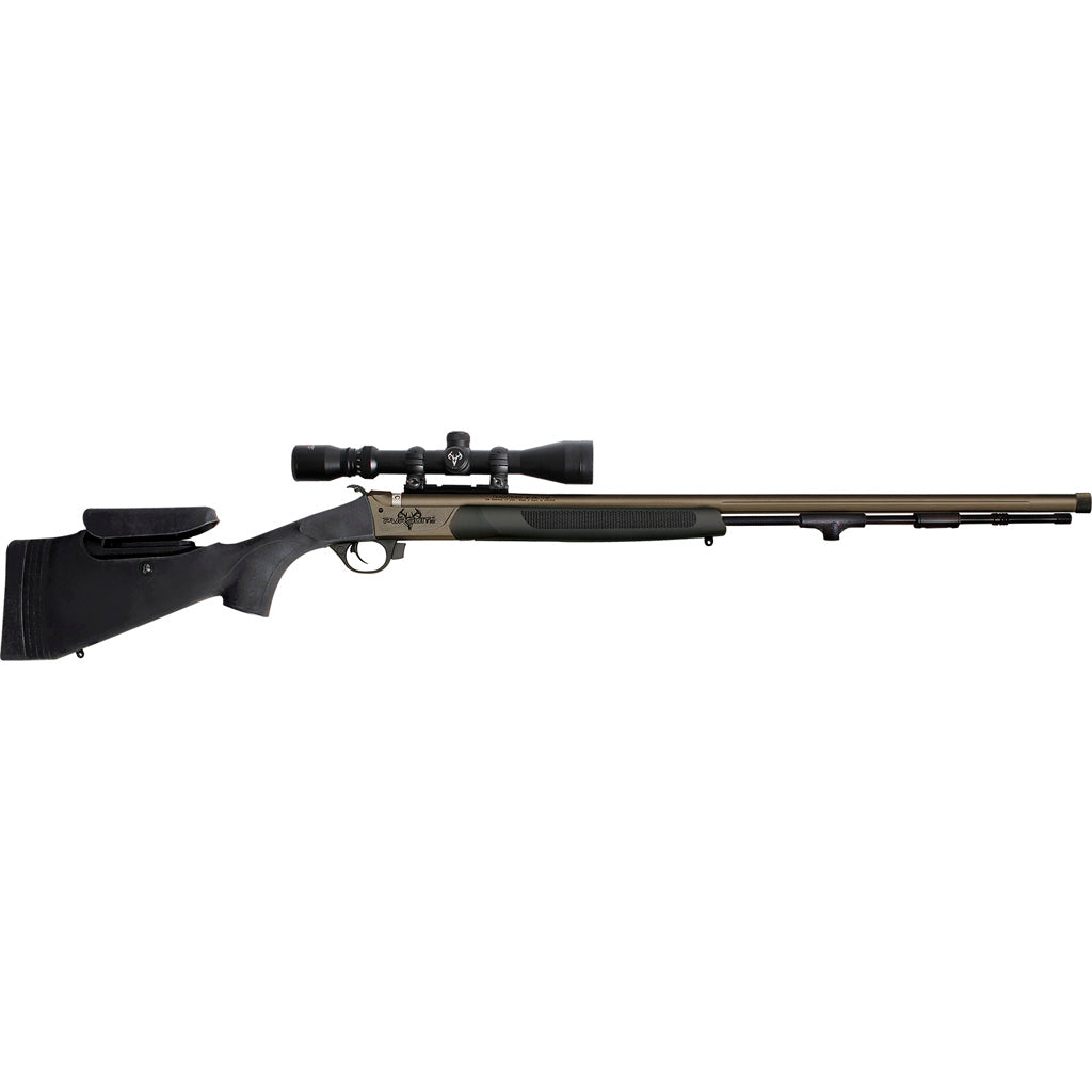 Traditions Pursuit XT Pro 50 Caliber Muzzleloader Tungsten Cerakote 26in Fluted Threaded VAPR Twist Barrel Adjustable Cheekpiece LOP Black Synthetic Stock 3.5-10x44mm Duplex Scope