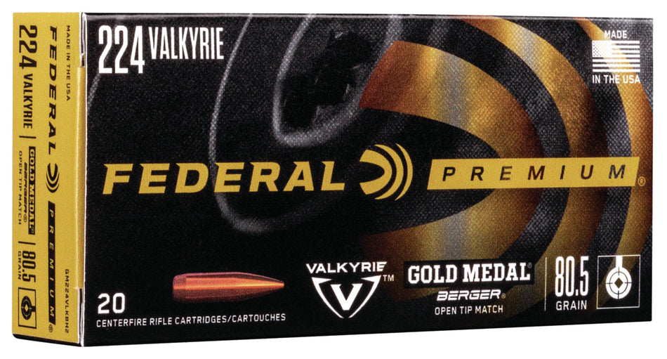 Federal Premium Gold Medal Berger Open Tip Match 81 Grain .224 Valkyrie 2925 fps 604544651768