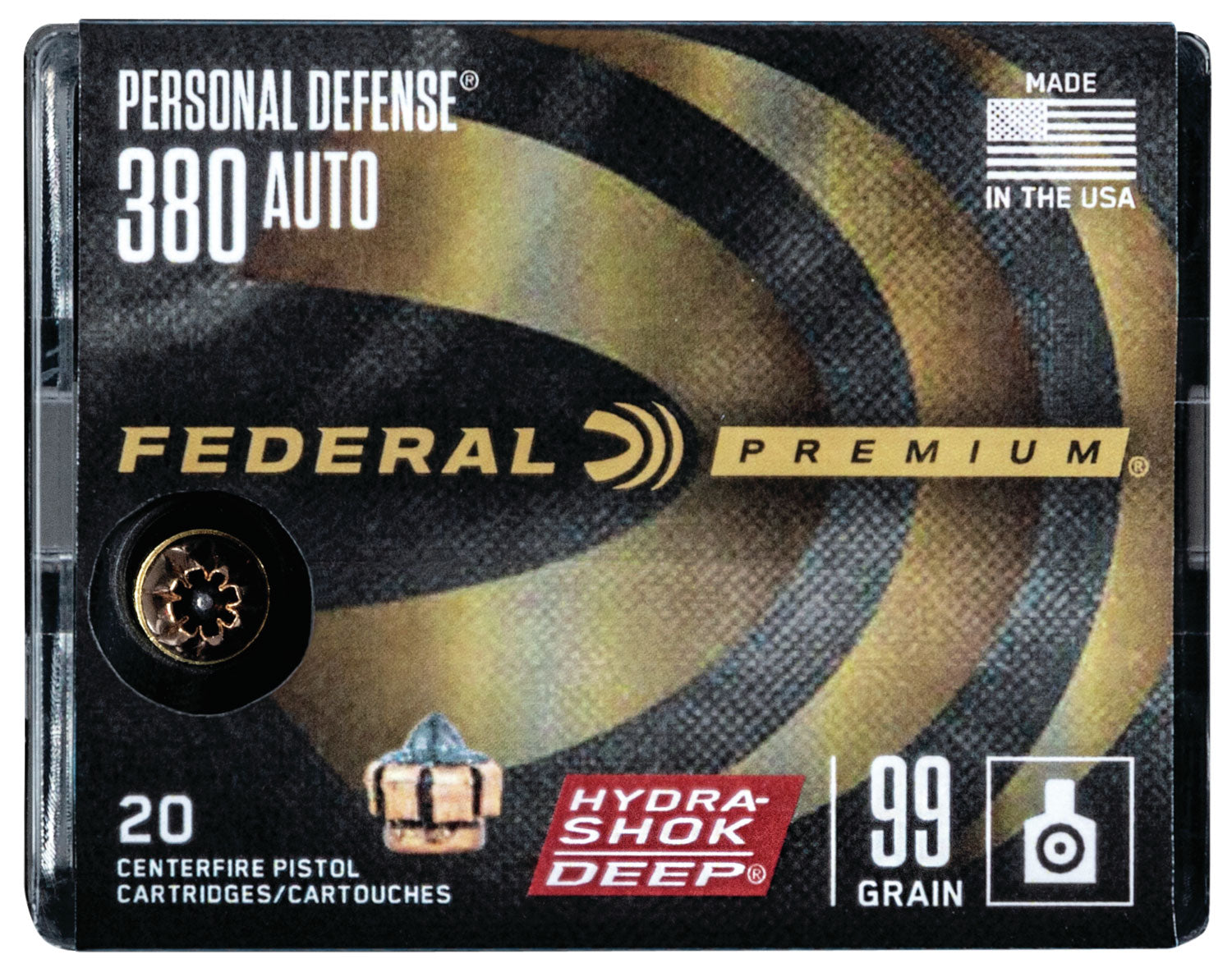 Federal Premium Personal Defense Hydra-Shok Deep Hollow Point 99 Grain .380 ACP/Auto 975 fps 604544653465