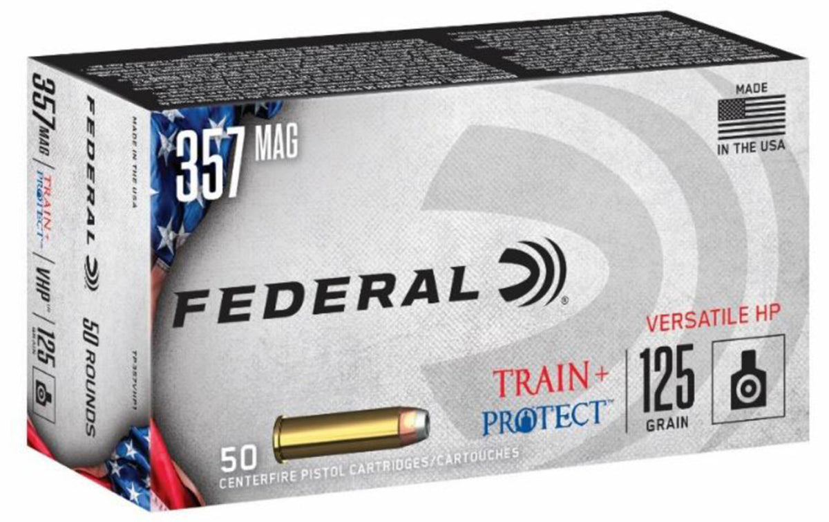 Federal .357 Magnum Train & Protect 125 grain Versatile Hollow Point ammunition