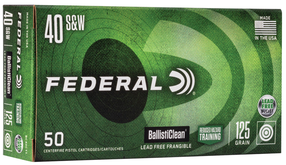 Federal BallistiClean Reduced Hazard Training Lead-Free Frangible 125 Grain .40 S&W 1300 fps 029465098209