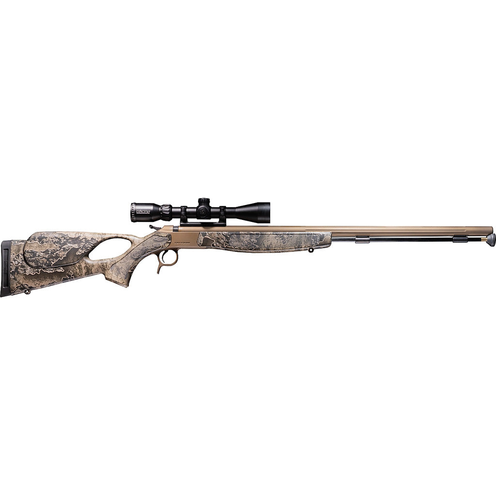 CVA Optima V2LR Thumbhole Muzzleloader Package 50 Cal. 28in. Burnt Bronze/Realtree Excape w/Scope
