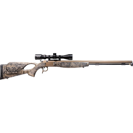 CVA Optima V2LR Thumbhole Muzzleloader Package 50 Cal. 28in. Burnt Bronze/Realtree Excape w/Scope