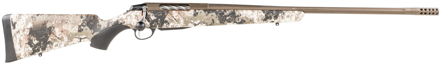 Tikka JRTXVW370 T3x Lite 7mm Rem Mag 3+1 24.30" Fluted/Threaded, Midnight Bronze Cerakote Barrel/Rec, Veil Wideland Synthetic Stock, Interchangeable Grip, Muzzle Brake