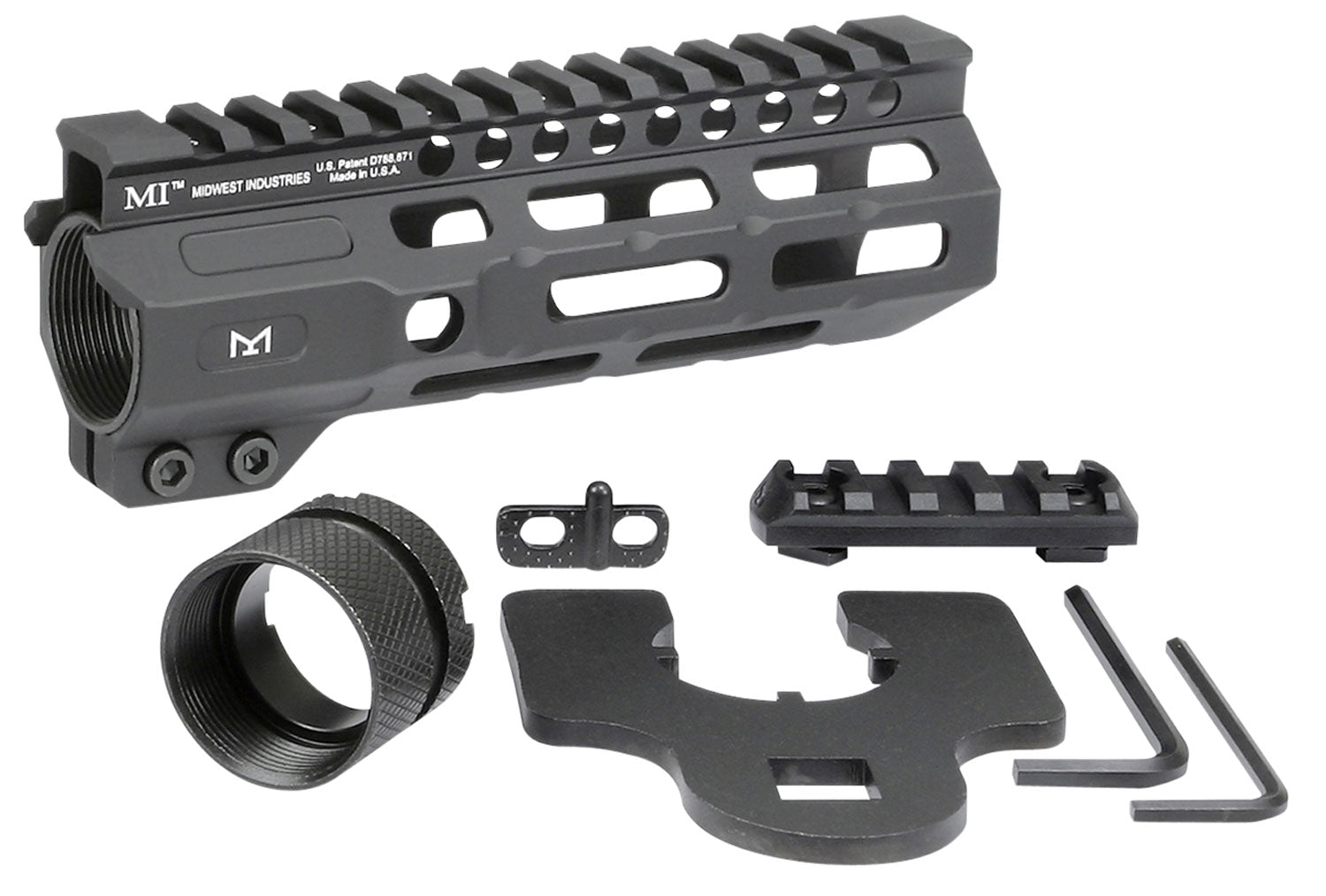 Midwest Industries Combat AR Handguard Black Hardcoat Anodized Aluminum M-LOK 6"