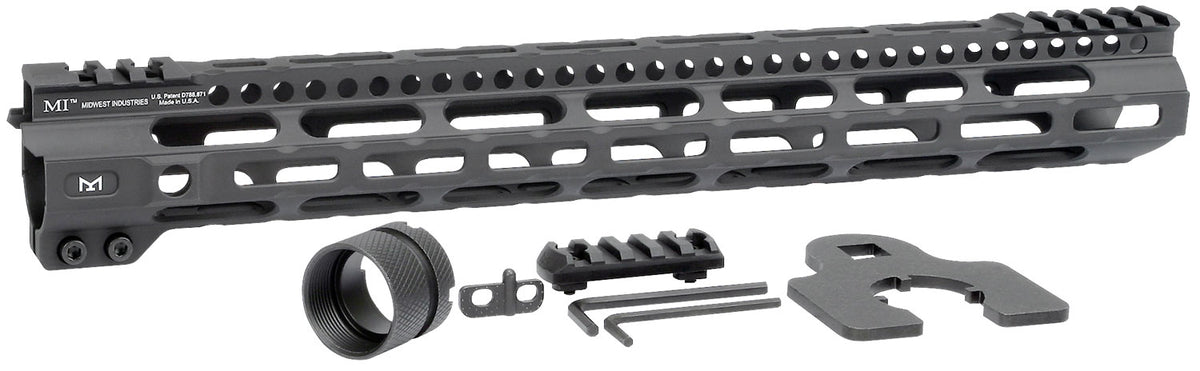 Midwest Industries MICRLW15 AR-15 Combat Lightweight 15" M-LOK Handguard Black Hardcoat Anodized