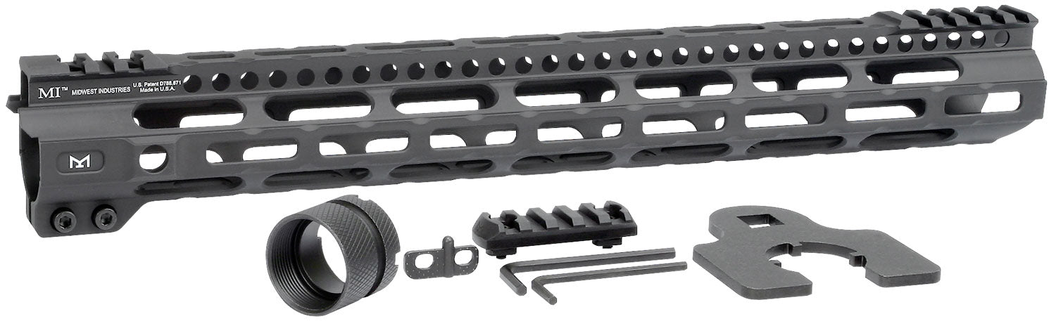 Midwest Industries MICRLW15 AR-15 Combat Lightweight 15" M-LOK Handguard Black Hardcoat Anodized