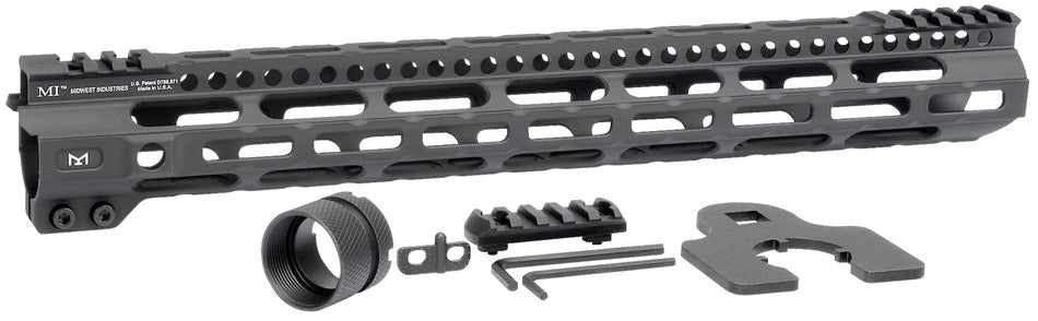 Midwest Industries MICRLW15 AR-15 Combat Lightweight 15" M-LOK Handguard Black Hardcoat Anodized