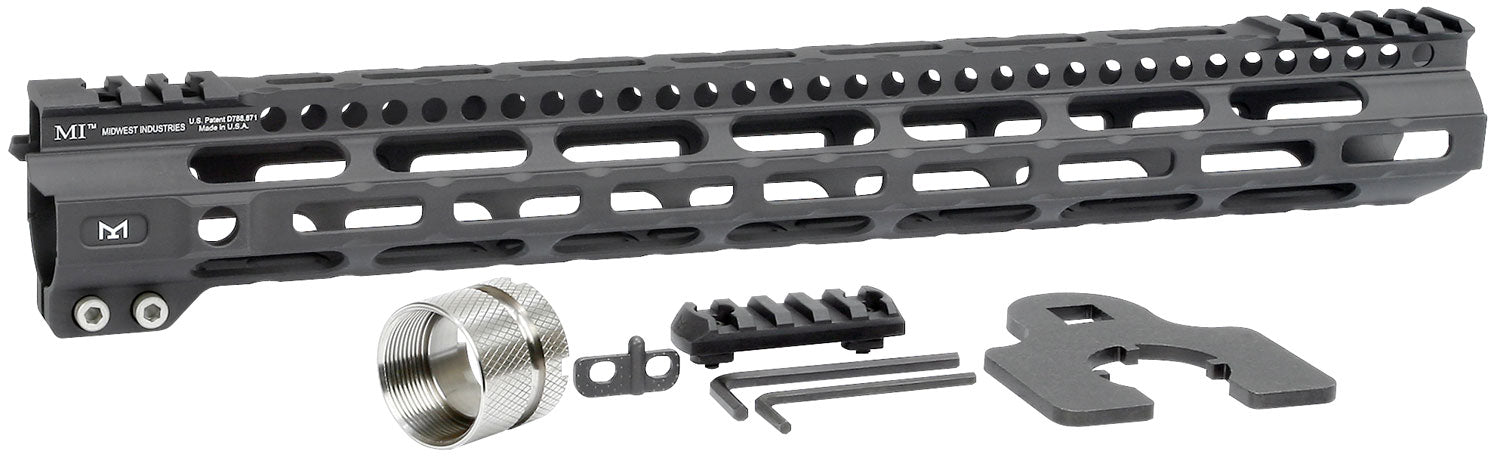 Midwest Industries MIULW15 AR-15 Ultralight 15" M-LOK Handguard Black Hardcoat Anodized