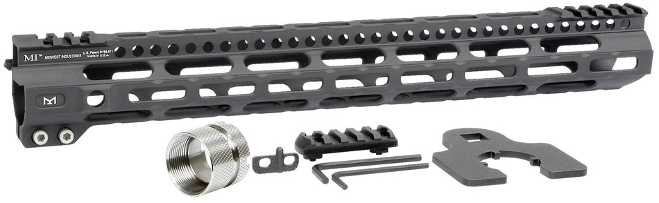 Midwest Industries MIULW15 AR-15 Ultralight 15" M-LOK Handguard Black Hardcoat Anodized