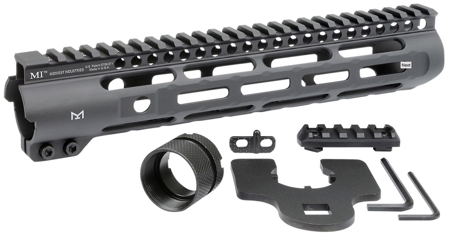 Midwest Industries MISLH105 AR-15 Slimline 10.50" M-LOK Handguard Black Hardcoat Anodized