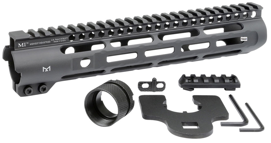 Midwest Industries MISLH105 AR-15 Slimline 10.50" M-LOK Handguard Black Hardcoat Anodized