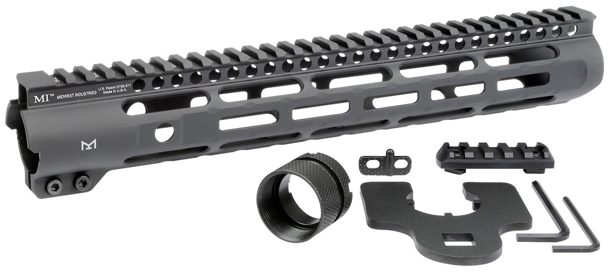 Midwest Industries MISLH12625 AR-15 Slimline 12.625" M-LOK Handguard Black Hardcoat Anodized
