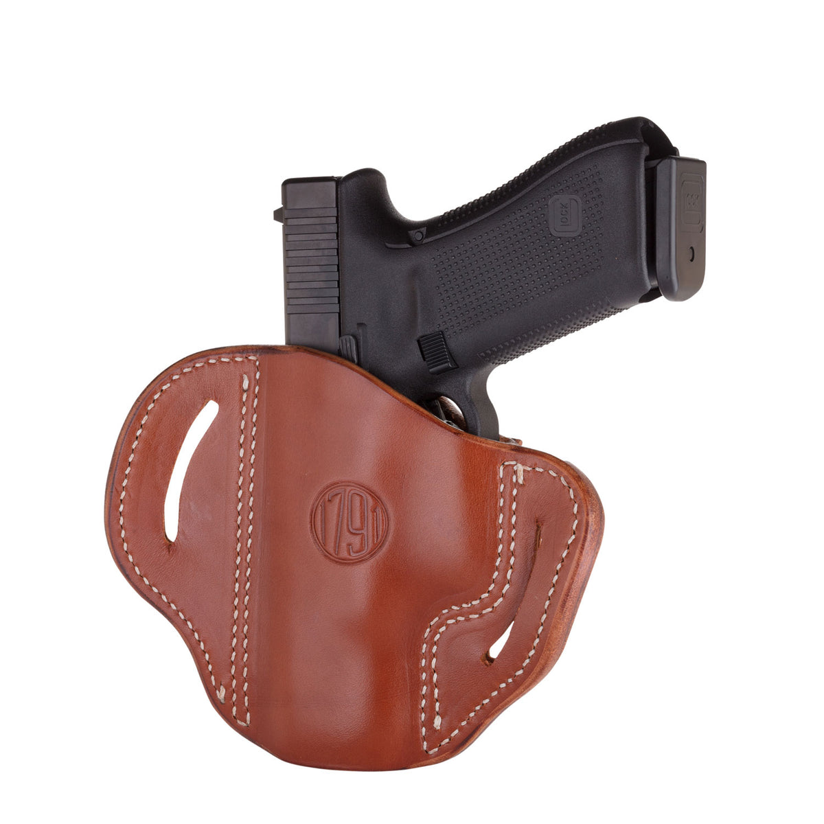 1791 Gunleather OWB BH2.4 Optic Ready Classic Brown Leather Belt Slide Holster for Walther PPQ/Sig P320/XD-M, Right Hand