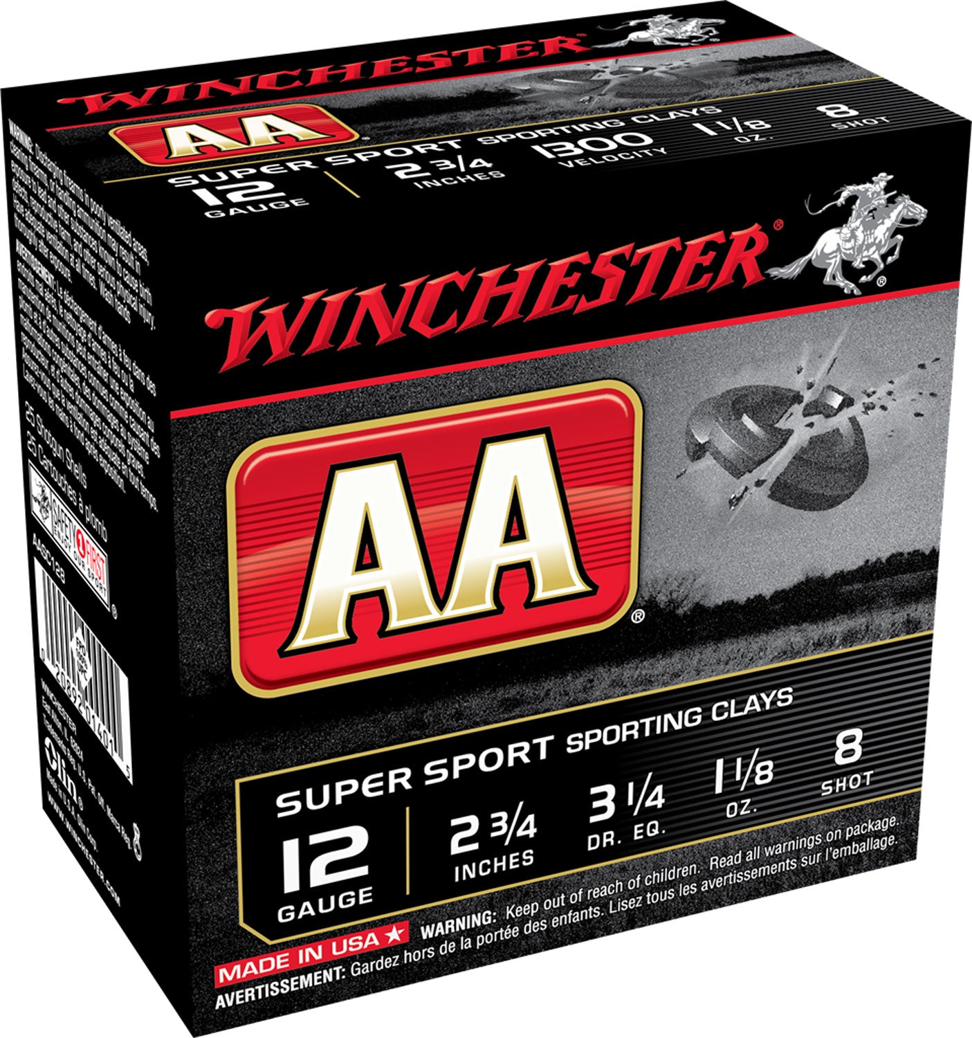 Winchester 12 Gauge Shotgun Ammo AA Supersport Sporting Clay Value Pack 2.75 in 1-1/8 oz #8