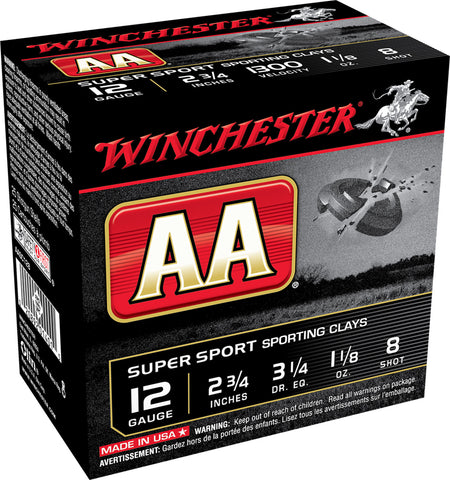 Winchester 12 Gauge Shotgun Ammo AA Supersport Sporting Clay Value Pack 2.75 in 1-1/8 oz #8