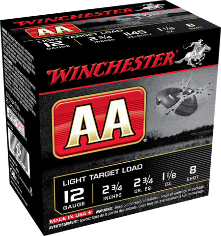 Winchester 12 Gauge Shotgun Ammo AA Target Light Target Value Pack 2.75 in 1-1/8 oz #8