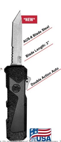S&W M&P H.R.T. OTF 3-Inch Tanto Point Knife, M&P 2.0 Textured Handle, SS/Black
