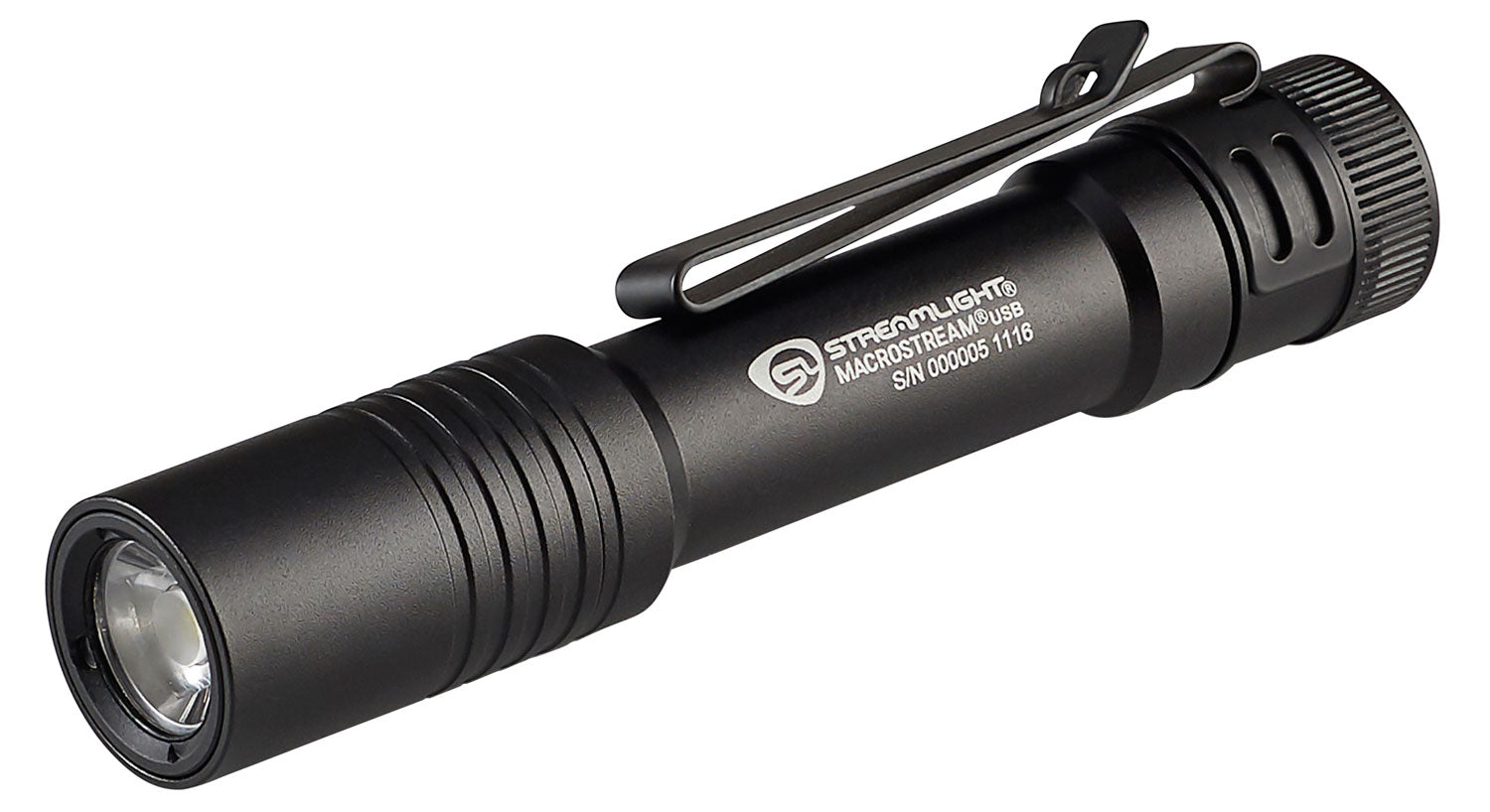 Streamlight 66320 Macrostream USB Compact Pocket Light, 50/500 Lumens, Black Aluminum Body