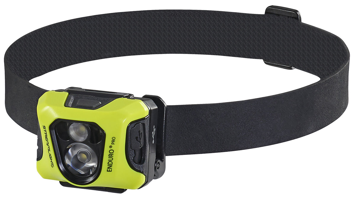 Streamlight Enduro Pro USB Rechargeable Headlamp 200 Lumens Black and Yellow with Hard Hat Strap