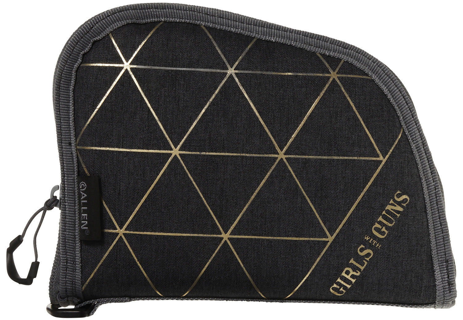 Girls With Guns 908 Compact Handgun Case 8" Heather Gray Gold Foil with Heavy-Duty Foam