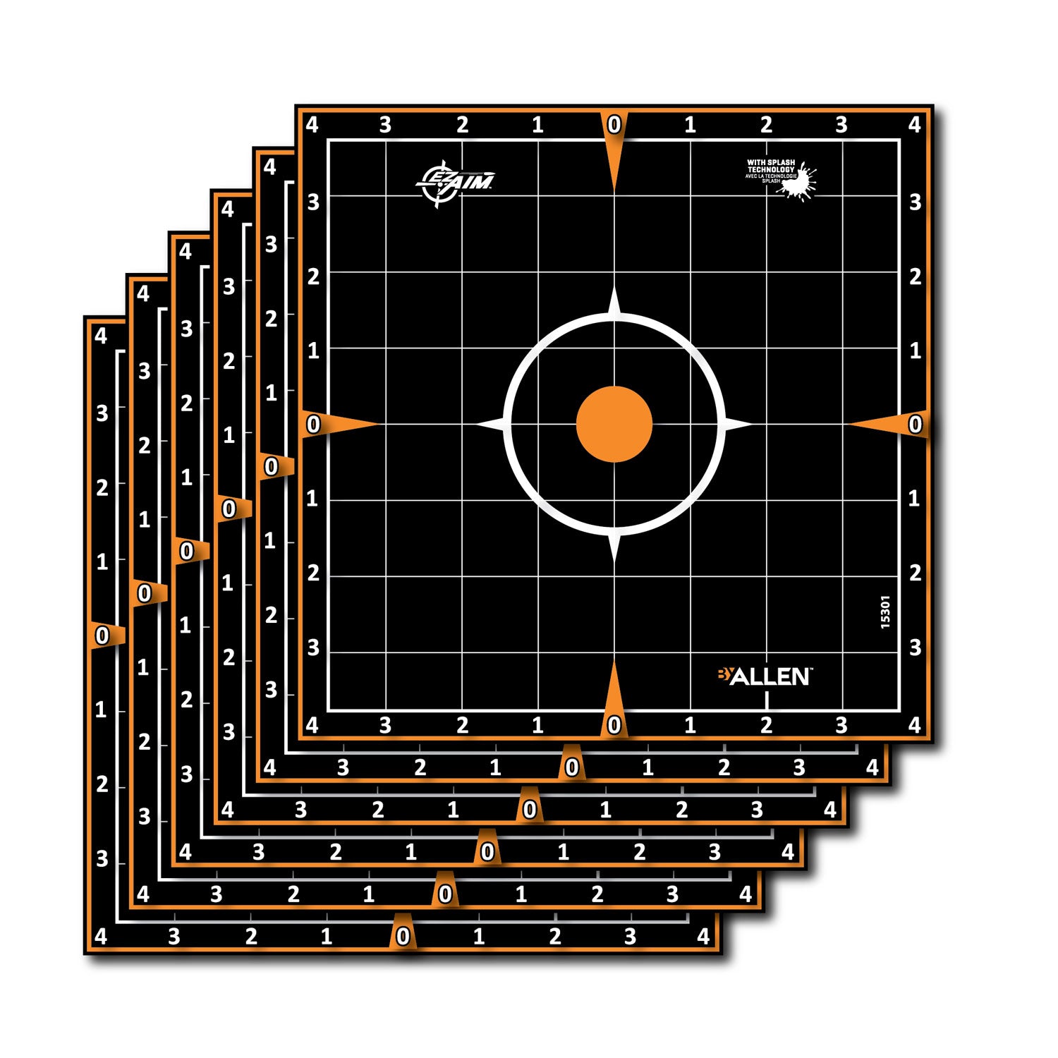 EZ-Aim 15301 8" Peel-Away Reactive Sight-In Grid Self-Adhesive Targets, 6 Per Pack