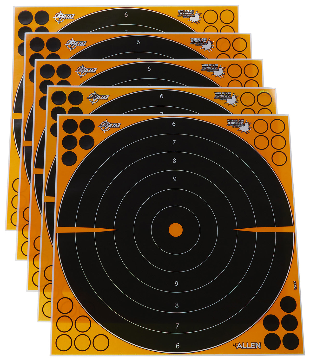 EZ-Aim 15227 16" Peel-Away Reactive Bullseye Self-Adhesive Paper Targets, 5 Count