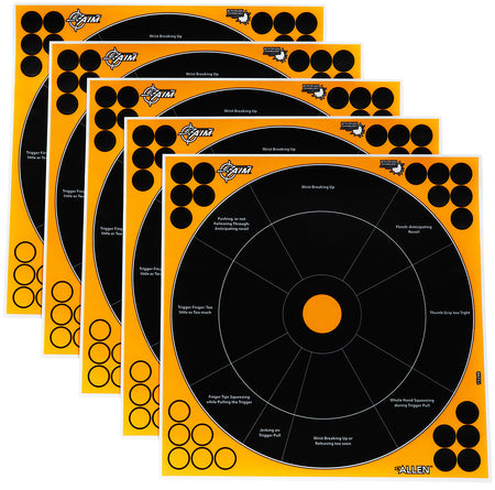 EZ-Aim 15248 12" Peel-Away Reactive Bullseye Self-Adhesive Paper Targets, 5 Count